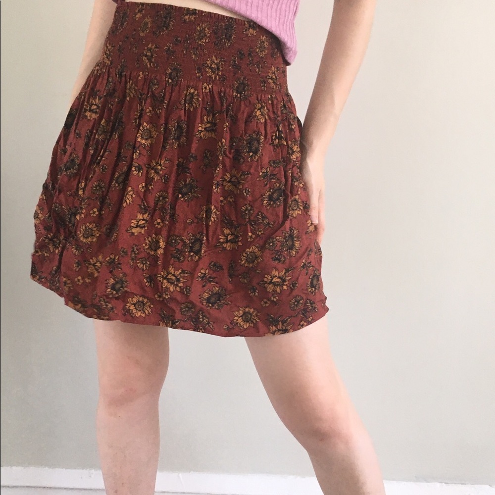 Rust & Sunflower Print Skirt
